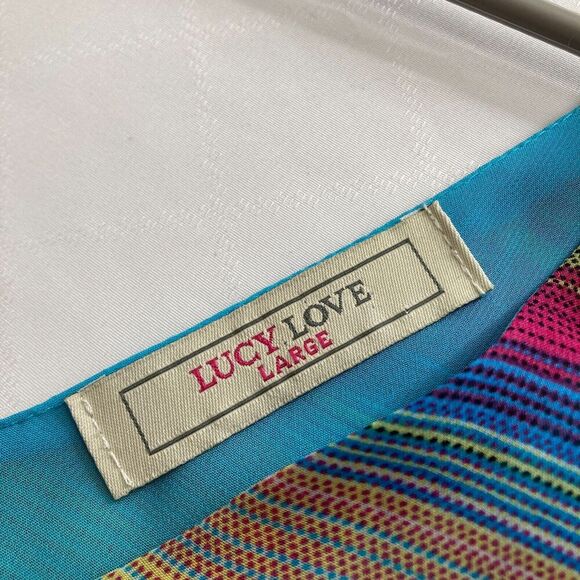 Lucy Love Acapulco Striped Dress Size L Multicolor Coquette Girly Summer Party - Picture 9 of 12